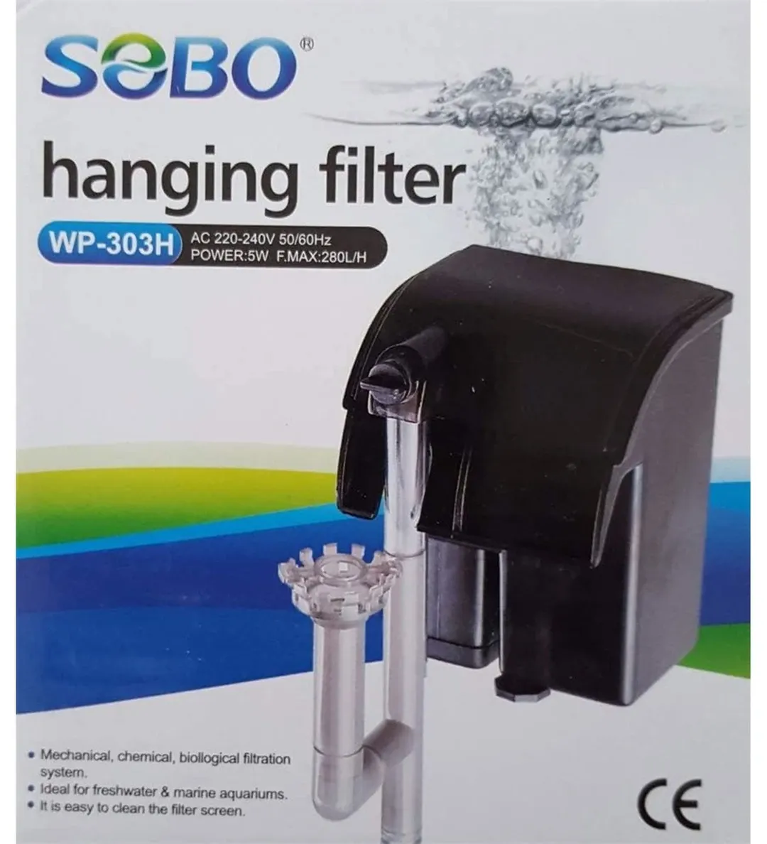 Sobo Askı Akvaryum Şelale Filtre 5W 280L/H